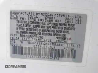 2017 Nissan Sentra S with VIN 3N1AB7AP6HY212375, listed as a IAAI auction lot 41749594 with 107,247 mi miles. Bid and sale history available at carsss.com. Image 9.