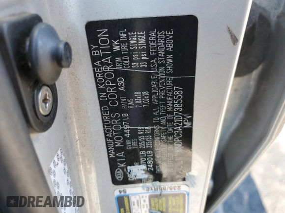 2013 Kia Sportage EX z VIN KNDPC3A21D7385587, wystawiony jako Copart lot #52286835 z przebiegiem 172 043 mil mil oraz Szkoda całkowita • Salvage title. Historia ofert i sprzedaży dostępna na DreamBid. Obrazek 16.