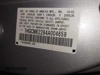 2004 Honda Accord LX with VIN 1HGCM82294A004659, listed as a IAAI auction lot 41408385 with 177,014 mi miles and . Bid and sale history available at DreamBid. Image 9.