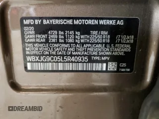 2020 BMW X1 xDrive28i with VIN WBXJG9C05L5R40935, listed as a Copart auction lot 47145335 with 46,554 mi miles and Salvage Title. Bid and sale history available at carsss.com. Image 13.