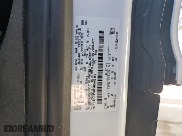 2021 Ford Transit Cargo с VIN 1FTBR1Y87MKA53352, выставлен на аукционе Copart как лот 43004615 с пробегом 74 384 миль миль и Чистый • Clean title. История ставок и продаж доступна на DreamBid. Изображение 14.