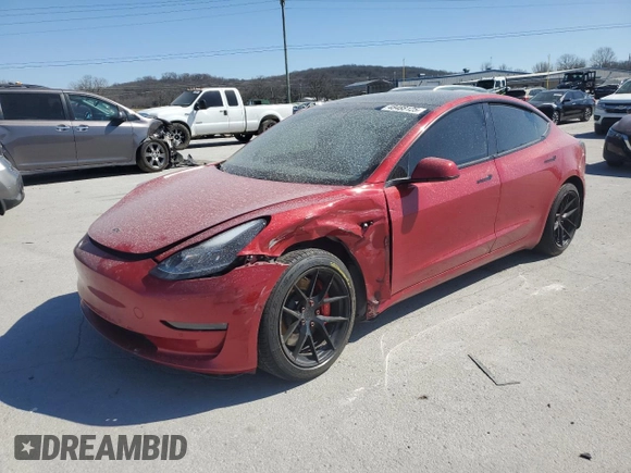 2021 Tesla Model 3 Performance with VIN 5YJ3E1EC9MF013392, listed as a Copart auction lot 48488125 with 55,402 mi miles and Salvage Title. Bid and sale history available at DreamBid. Image 1.