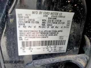 2011 Ford F-250 XL with VIN 1FT7W2BT0BEC60470, listed as a Copart auction lot 58010955 with 184,294 mi miles and Salvage title. Bid and sale history available at DreamBid. Image 12.