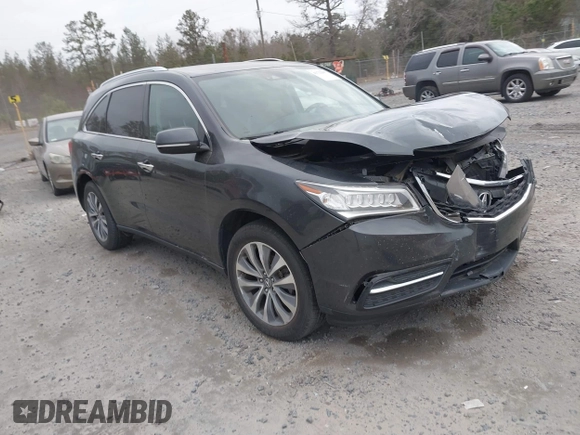 2016 Acura MDX w/Tech with VIN 5FRYD3H48GB005540, listed as a IAAI auction lot 41722697 with 74,793 mi miles. Bid and sale history available at carsss.com. Image 1.