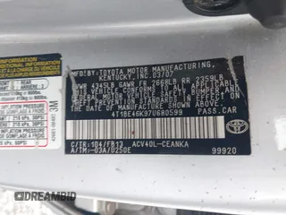 2007 Toyota Camry CE with VIN 4T1BE46K97U680599, listed as a IAAI auction lot 42221758 with 161,364 mi miles and . Bid and sale history available at DreamBid. Image 9.
