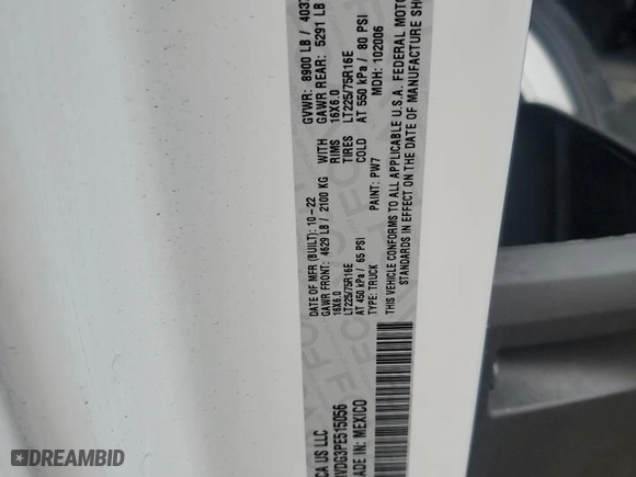2023 Ram ProMaster Cargo Van with VIN 3C6LRVDG3PE515056, listed as a Copart auction lot 45301115 with 0 mi miles and Salvage Title. Bid and sale history available at carsss.com. Image 13.