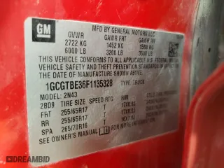 2015 Chevrolet Colorado 4WD LT with VIN 1GCGTBE36F1135328, listed as a Copart auction lot 89311125 with 109,905 mi miles and Salvage Title. Bid and sale history available at carsss.com. Image 14.