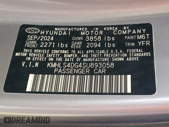 2025 Hyundai Elantra SEL Convenience z VIN KMHLS4DG4SU893058, wystawiony jako Copart lot #60174935 z przebiegiem 16 187 mil mil oraz Czysty tytuł • Clean title. Historia ofert i sprzedaży dostępna na DreamBid. Obrazek 12.