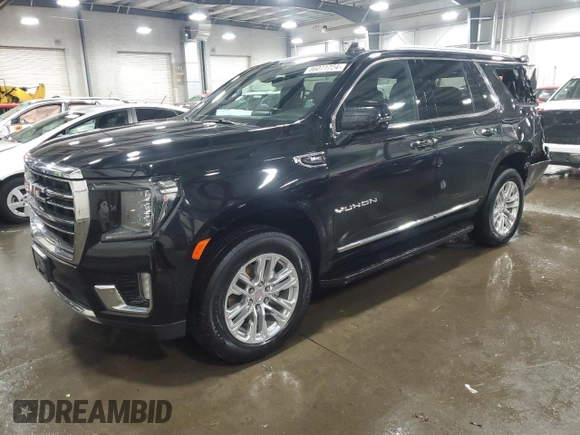 2021 GMC Yukon SLT with VIN 1GKS2BKD1MR454343, listed as a Copart auction lot 86071724 with 47,199 mi miles and Salvage Title. Bid and sale history available at carsss.com. Image 1.