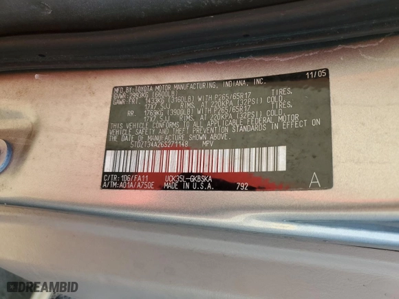 2006 Toyota Sequoia SR5 with VIN 5TDZT34A26S271148, listed as a Copart auction lot 44025255 with 186,363 mi miles and Salvage Title. Bid and sale history available at carsss.com. Image 15.