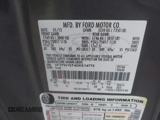 2013 Ford F-150 XL with VIN 1FTFW1EF4DKE14775, listed as a IAAI auction lot 41554959 with 152,874 mi miles. Bid and sale history available at carsss.com. Image 9.