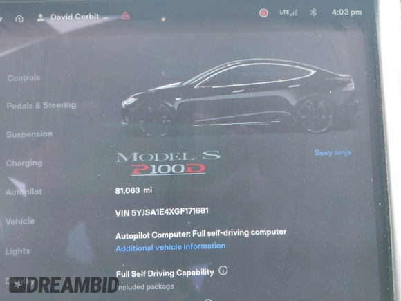 2016 Tesla Model S 90D z VIN 5YJSA1E4XGF171681, wystawiony jako IAAI lot #41836005 z przebiegiem 81 063 mil mil oraz . Historia ofert i sprzedaży dostępna na DreamBid. Obrazek 16.