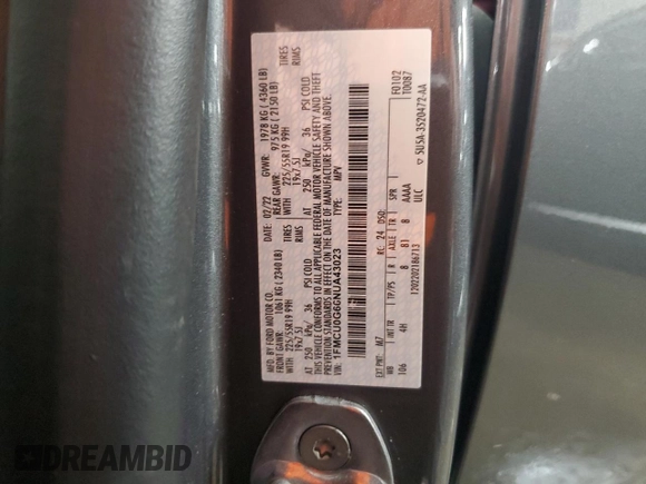 2022 Ford Escape SE z VIN 1FMCU0G66NUA43023, wystawiony jako Copart lot #48254235 z przebiegiem Nie podano mil oraz Szkoda całkowita • Salvage title. Historia ofert i sprzedaży dostępna na DreamBid. Obrazek 12.