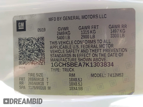 2019 Chevrolet Colorado 2WD Work Truck с VIN 1GCHSBEA7K1303834, выставлен на аукционе IAAI как лот 42710742 с пробегом 178 959 миль миль и . История ставок и продаж доступна на DreamBid. Изображение 9.