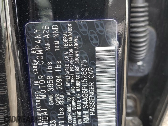2023 Hyundai Elantra SEL with VIN KMHLS4AG6PU528375, listed as a Copart auction lot 58851354 with Not Provided miles and Salvage Title. Bid and sale history available at DreamBid. Image 14.