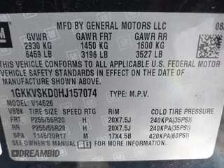 2017 GMC Acadia Limited Limited with VIN 1GKKVSKD0HJ157074, listed as a IAAI auction lot 41930754 with 109,138 mi miles. Bid and sale history available at carsss.com. Image 9.