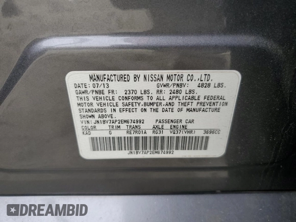 2014 Infiniti Q50 Premium with VIN JN1BV7AP2EM674992, listed as a Copart auction lot 52479915 with 220,813 mi miles and Salvage Title. Bid and sale history available at carsss.com. Image 13.