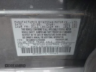 2020 Nissan Sentra SV with VIN 3N1AB8CV1LY304665, listed as a IAAI auction lot 41901622 with 34,327 mi miles. Bid and sale history available at carsss.com. Image 9.