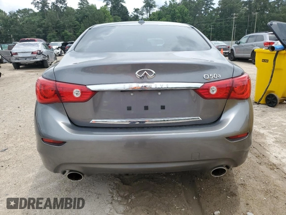 2015 Infiniti Q50 with VIN JN1BV7APXFM342123, listed as a Copart auction lot 58761595 with 88,260 mi miles and Salvage title. Bid and sale history available at DreamBid. Image 6.