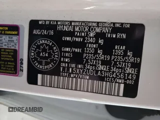 2017 Hyundai Santa Fe 2.0T z VIN 5XYZUDLA3HG456149, wystawiony jako Copart lot #37585923 z przebiegiem 111 627 mil mil oraz Szkoda całkowita • Salvage title. Historia ofert i sprzedaży dostępna na DreamBid. Obrazek 13.
