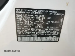 2022 Volkswagen Atlas SE with VIN 1V2LC2CA9NC209830, listed as a Copart auction lot 77863234 with 44,934 mi miles and Non repairable. Bid and sale history available at DreamBid. Image 13.