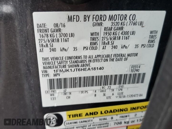 2017 Ford Expedition Max XLT z VIN 1FMJK1JT6HEA18140, wystawiony jako Copart lot #48070725 z przebiegiem 90 801 mil mil oraz Szkoda całkowita • Salvage title. Historia ofert i sprzedaży dostępna na DreamBid. Obrazek 13.