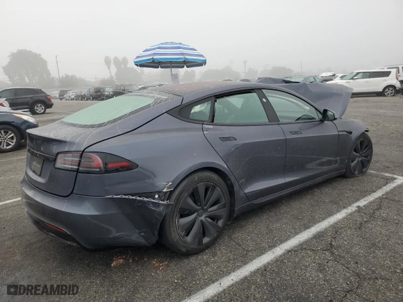 2023 Tesla Model S with VIN 5YJSA1E53PF522312, listed as a Copart auction lot 83359764 with 0 mi miles and Salvage Title. Bid and sale history available at carsss.com. Image 3.