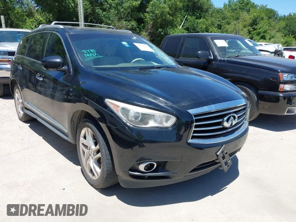 2013 Infiniti JX35 z VIN 5N1AL0MM5DC301632, wystawiony jako IAAI lot #42304566 z przebiegiem 186 803 mil mil oraz . Historia ofert i sprzedaży dostępna na DreamBid. Obrazek 1.