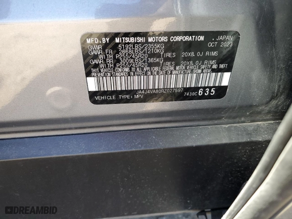2024 Mitsubishi Outlander SE with VIN JA4J4VA80RZ027597, listed as a Copart auction lot 49689285 with 33,858 mi miles and Clean Title. Bid and sale history available at carsss.com. Image 13.