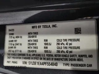 2023 Tesla Model 3 with VIN 5YJ3E1EA4PF554840, listed as a Copart auction lot 63731175 with Not provided miles and Salvage title. Bid and sale history available at DreamBid. Image 12.
