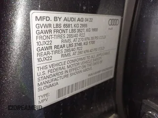 2022 Audi SQ8 Premium Plus with VIN WA1AWBF19ND025861, listed as a IAAI auction lot 41640362 with 36,594 mi miles and . Bid and sale history available at DreamBid. Image 9.