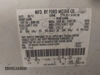 2012 Ford Explorer with VIN 1FMHK7B89CGA21297, listed as a IAAI auction lot 42773004 with 264,467 mi miles and . Bid and sale history available at DreamBid. Image 9.