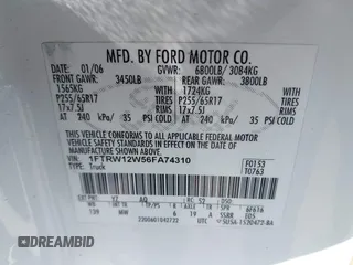 2006 Ford F-150 XLT с VIN 1FTRW12W56FA74310, выставлен на аукционе IAAI как лот 42534134 с пробегом 300 638 миль миль и . История ставок и продаж доступна на DreamBid. Изображение 9.