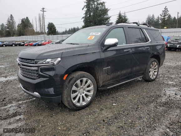 2021 Chevrolet Tahoe Premier with VIN 1GNSKSKD5MR231077, listed as a Copart auction lot 84274084 with 53,932 mi miles and Salvage Title. Bid and sale history available at carsss.com. Image 1.