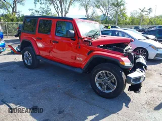 2019 Jeep Wrangler Unlimited Sahara with VIN 1C4HJXEG4KW551806, listed as a IAAI auction lot 41848718 with 97,690 mi miles and . Bid and sale history available at DreamBid. Image 1.