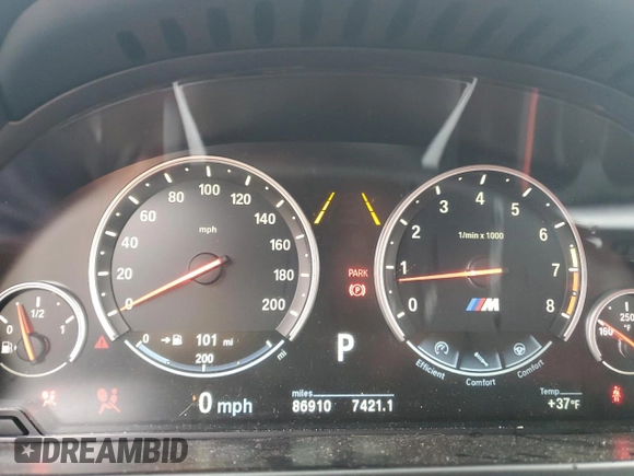 2016 BMW X5 M with VIN 5YMKT6C56G0R77641, listed as a Copart auction lot 43276205 with 86,910 mi miles and Salvage Title. Bid and sale history available at carsss.com. Image 9.