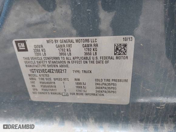 2014 GMC Sierra 1500 SLT with VIN 1GTV2VEC4EZ166217, listed as a IAAI auction lot 41866620 with 86,571 mi miles. Bid and sale history available at carsss.com. Image 9.