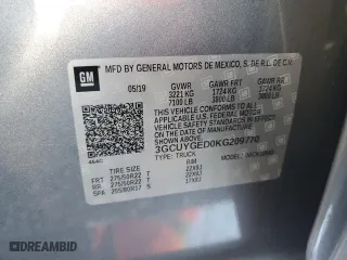 2019 Chevrolet Silverado 1500 LTZ with VIN 3GCUYGED0KG209770, listed as a Copart auction lot 49251165 with 40,397 mi miles and Salvage Title. Bid and sale history available at carsss.com. Image 12.