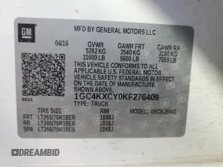 2019 Chevrolet Silverado 3500HD LTZ z VIN 1GC4KXCY0KF276409, wystawiony jako Copart lot #88408515 z przebiegiem 125 787 mil mil oraz Szkody całkowita. Historia ofert i sprzedaży dostępna na DreamBid. Obrazek 15.