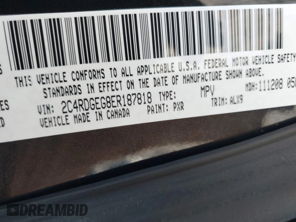 2014 Dodge Grand Caravan R/T with VIN 2C4RDGEG8ER187818, listed as a IAAI auction lot 41645145 with 181,779 mi miles and . Bid and sale history available at DreamBid. Image 9.