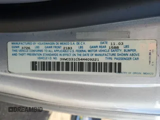 2004 Volkswagen Beetle with VIN 3VWCD31C54M409221, listed as a Copart auction lot 83323024 with 116,352 mi miles and Salvage Title. Bid and sale history available at DreamBid. Image 12.