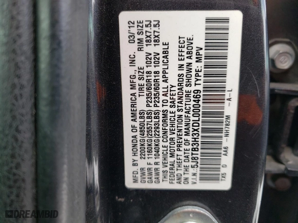 2013 Acura RDX with VIN 5J8TB3H3XDL000469, listed as a Copart auction lot 51023105 with 0 mi miles and Salvage Title. Bid and sale history available at carsss.com. Image 13.