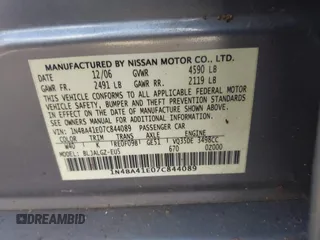 2007 Nissan Maxima SE z VIN 1N4BA41E07C844089, wystawiony jako IAAI lot #40477665 z przebiegiem 190 579 mil mil oraz . Historia ofert i sprzedaży dostępna na DreamBid. Obrazek 9.