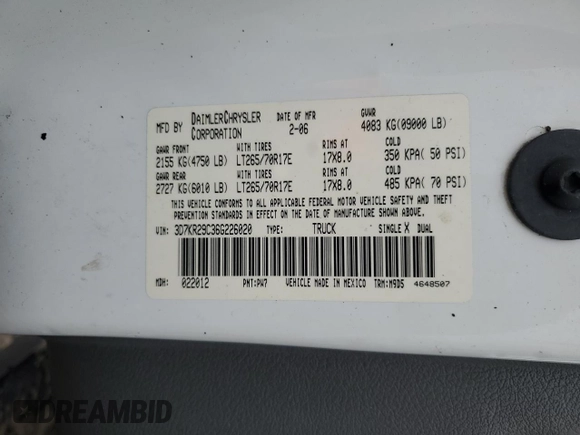 2006 Dodge Ram 2500 SLT with VIN 3D7KR29C36G226020, listed as a Copart auction lot 45051935 with 350,487 mi miles and Salvage Title. Bid and sale history available at carsss.com. Image 12.