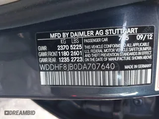 2013 Mercedes-Benz E-Class E 350 Luxury with VIN WDDHF8JB0DA707640, listed as a IAAI auction lot 41916454 with 104,469 mi miles. Bid and sale history available at carsss.com. Image 9.