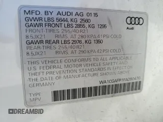 2015 Audi SQ5 Premium Plus with VIN WA1CGAFP1FA090470, listed as a Copart auction lot 55276774 with 209,211 mi miles and Salvage Title. Bid and sale history available at carsss.com. Image 12.