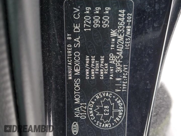 2021 Kia Forte EX with VIN 3KPF54AD2ME336444, listed as a Copart auction lot 88734225 with 76,017 mi miles and Salvage Title. Bid and sale history available at DreamBid. Image 13.