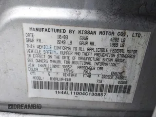 2004 Nissan Altima S with VIN 1N4AL11D04C130857, listed as a IAAI auction lot 41661519 with 147,518 mi miles. Bid and sale history available at carsss.com. Image 9.