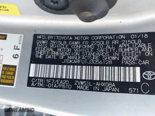 2018 Toyota Prius Two with VIN JTDKARFU1J3056128, listed as a IAAI auction lot 41506998 with 40,769 mi miles. Bid and sale history available at carsss.com. Image 9.