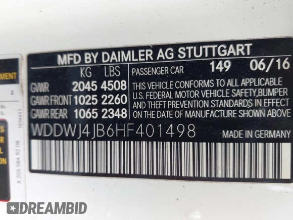 2017 Mercedes-Benz C C 300 with VIN WDDWJ4JB6HF401498, listed as a IAAI auction lot 41978936 with 95,197 mi miles. Bid and sale history available at carsss.com. Image 9.
